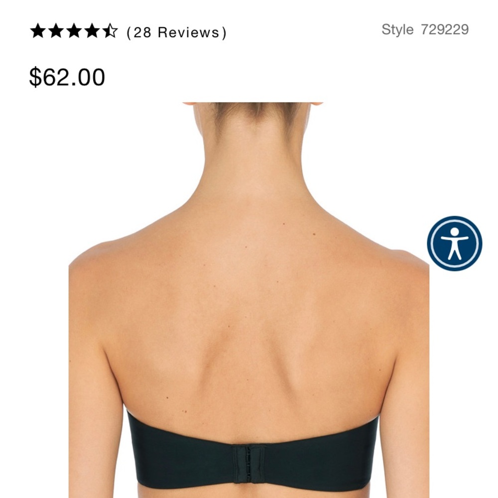 Natori Strapless Bra Black Size 34D.